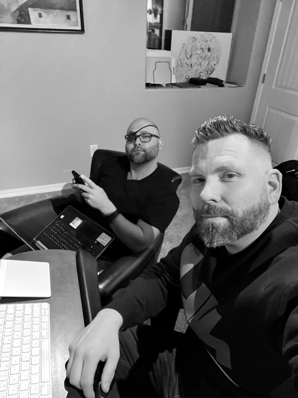With John Lott, behind the scenes on the John Lott case, featured on A&E’s Accused: Guilty or Innocent? (S7 E5, “Violent Gunman or Brain Trauma Victim?”, aired April 10, 2025): Craig Smith at a desk with a man working on a laptop behind him