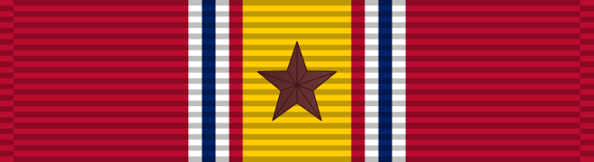 National Defense Service Medal ribbon, 2nd award · 1 bronze service star